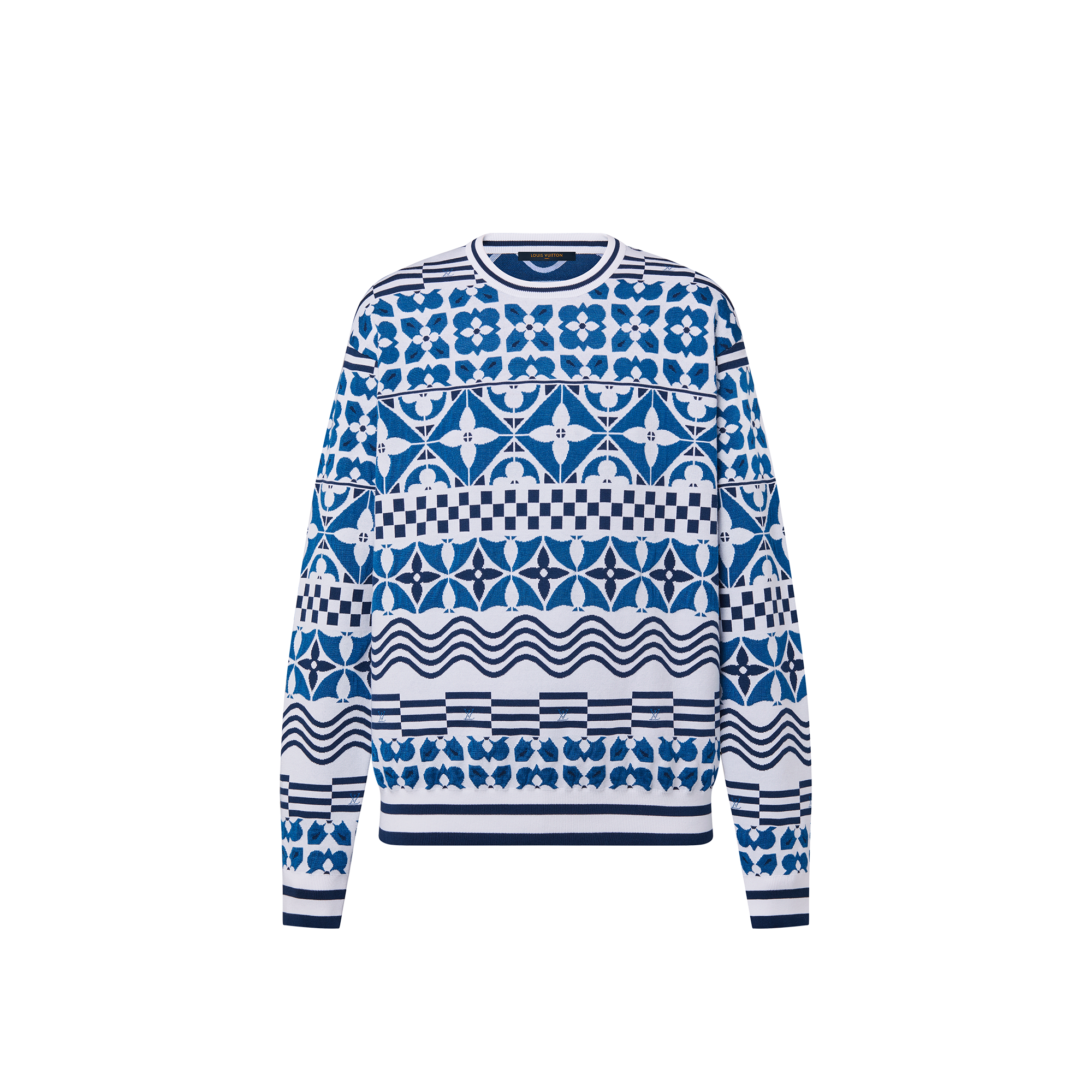 Monogram Tile Jacquard Jumper Luxury Blue LOUIS VUITTON